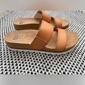 Reef Cushion Vista Hi High Slide Sandals Platform Natural Size 9